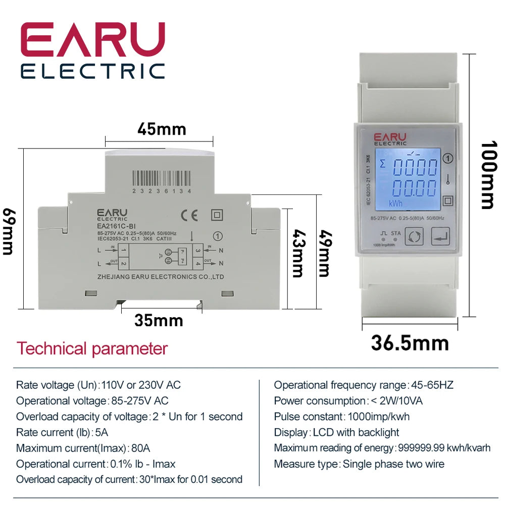 Tuya Wifi Zigbee 110V 220V 80A Smart Single Phase Two-way Bidirectional Energy Meter Timer Power Consumption Monitor KWh Meter by 54 Energy - Renewable Energy Store