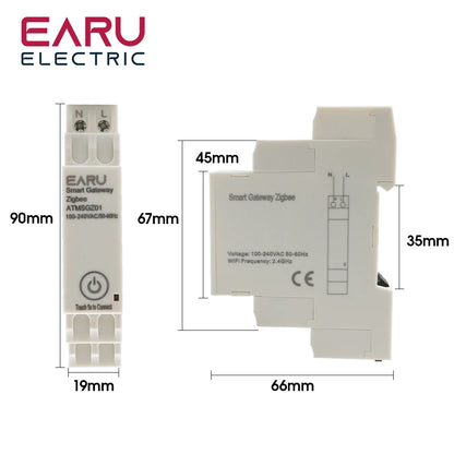 Tuya Wireless Zigbee Bridge Smart Home AC100~240V 50/60Hz Din-Rail Zigbee Gateway Hub Remote Control for Alexa Google Home by 54 Energy - Renewable Energy Store