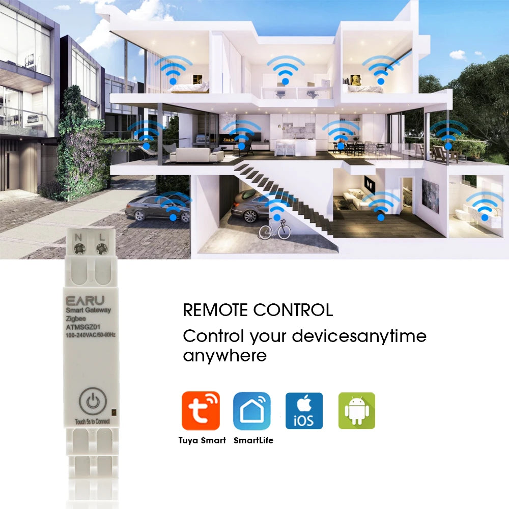 Tuya Wireless Zigbee Bridge Smart Home AC100~240V 50/60Hz Din-Rail Zigbee Gateway Hub Remote Control for Alexa Google Home by 54 Energy - Renewable Energy Store