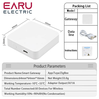Tuya Wireless Zigbee Bridge Smart Home Zigbee Gateway Hub Remote Control Zigbee Devices Smart Life APP for Alexa Google Home by 54 Energy - Renewable Energy Store