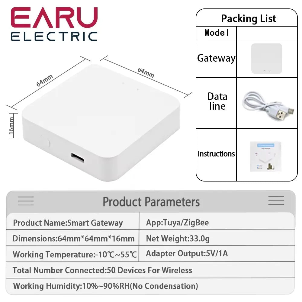 Tuya ZigBee 3.0 Gateway Hub Hogar Inteligente Puente Inalámbrico Smart Life APP Control Remoto Dispositivo de Automatización Compatible con Alexa Google