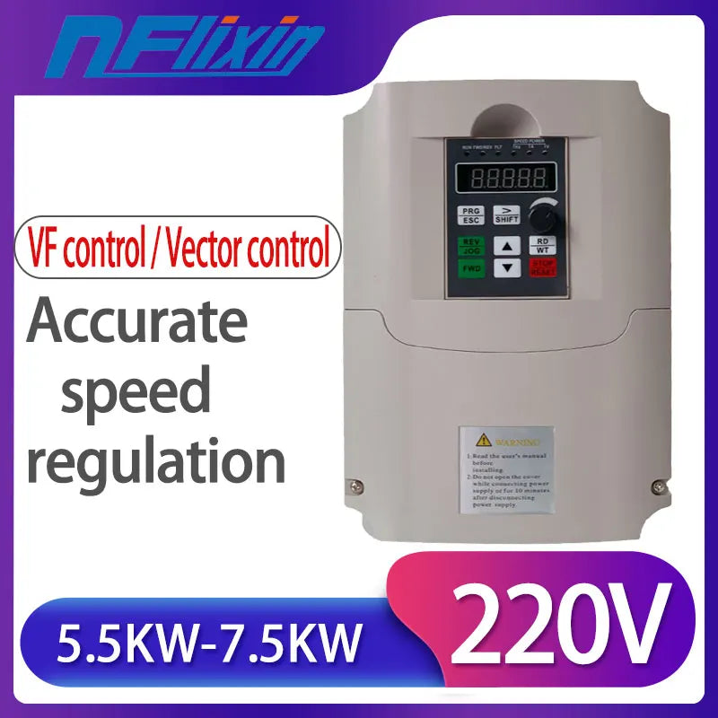 5.5KW 7.5KW Variable Frequency Drive, VFD Single-phase AC Motor Speed Controller Variable Frequency Drive