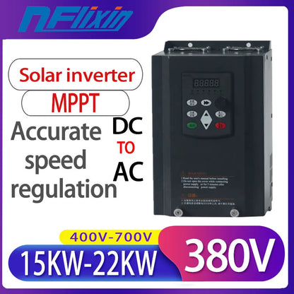 NF9100 Vector Control Frequency Converter DC 400V-700V to Three-phase 380V 15KW-22KW Solar pump inverter with MPPT control