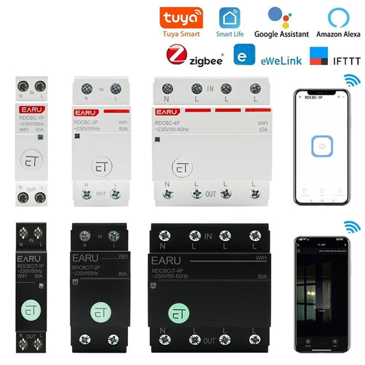 WIFI Circuit Breaker Smart Time Timer Breaker Relay Switch Voice Remote Control by Tuya eWeLink APP Smart House Alexa Google Hom by 54 Energy - Renewable Energy Store