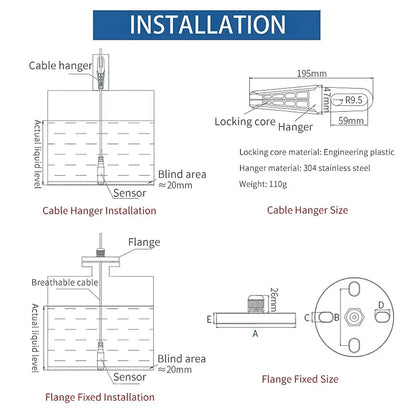Transmisor de sensor de nivel de agua IP68 – Rango de 0-200 m | Sensor industrial de nivel de líquido de acero inoxidable