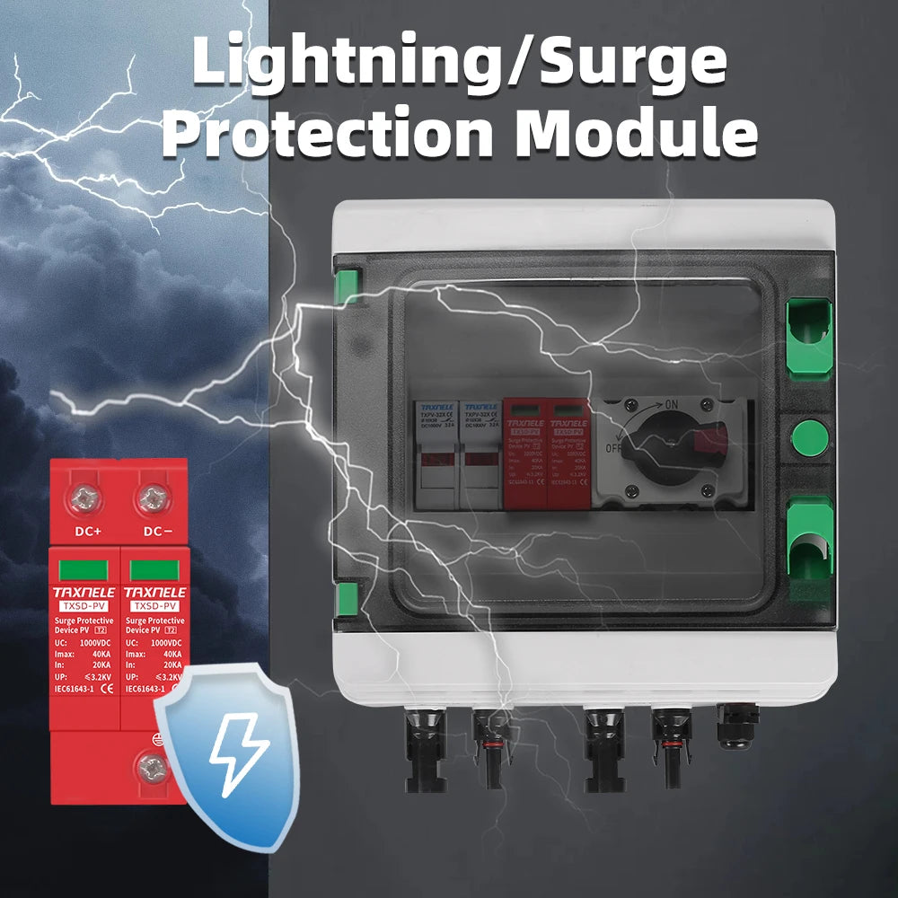 Waterproof Outdoor Surface Mounted DC Distribution Box Combiner with 1-in-1-out 1000V IP65 Solar PV Surge Lightning Protection by 54 Energy - Renewable Energy Store