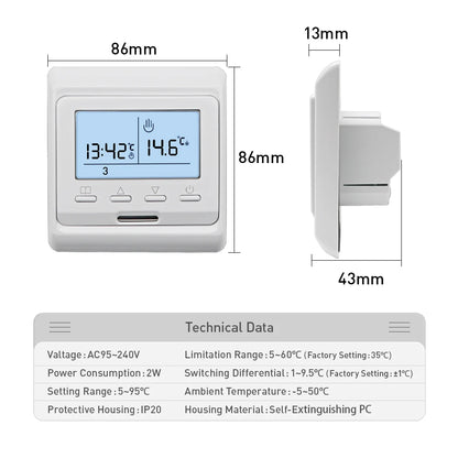WiFi Smart Thermostat Temperature Controller Electric Floor Heating TRV Water Gas Boiler Remote Control Tuya Alexa Google Home by 54 Energy - Renewable Energy Store