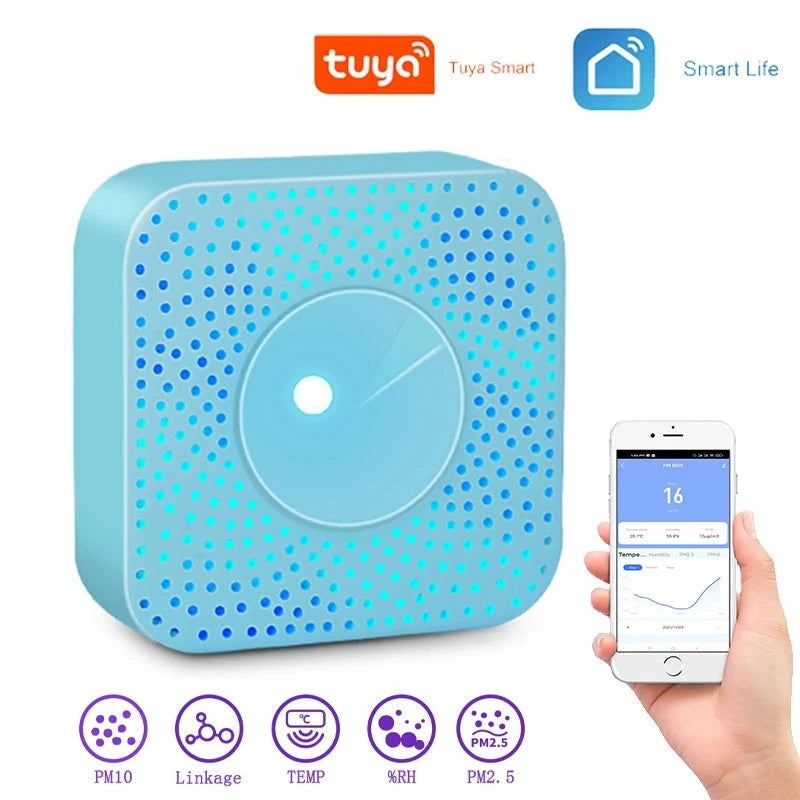 Wifi Smart Air Box Sensor PM2.5 PM10 Temperature Humidity Gas Detector Meter Tuya Smart Life App Control Home Automation Alarm by 54 Energy - Renewable Energy Store