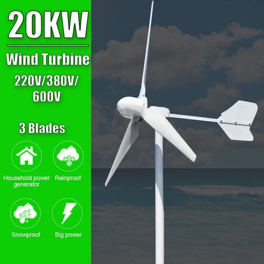 Wind Turbine Energy Windmill 20KW Horizontal Generator Low RPM 220V 380V 600V Farm Home Boat Use - 54 Energy - Renewable Energy Store