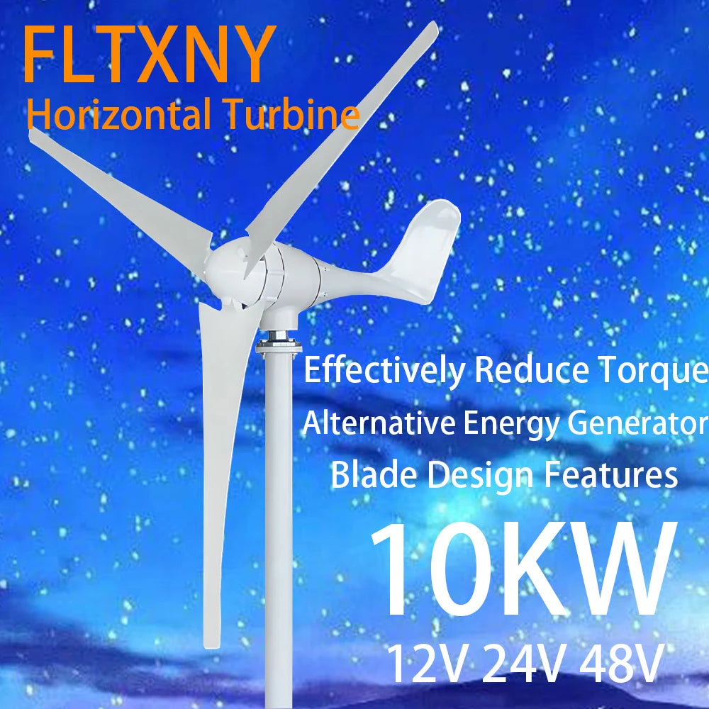 Wind Turbine Generator 10000W 12V 24V 48V 220V DC 3 Blades With MPPT Controller System Portable Windmills Renewable Energy by 54 Energy - Renewable Energy Store