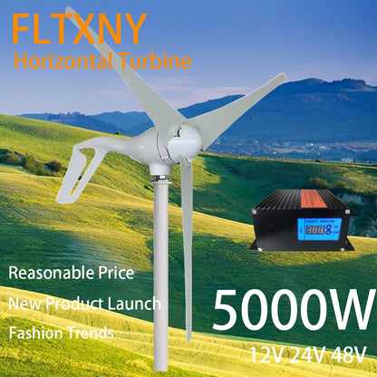 Wind Turbine Generator 5000W 12V 24V 48V 220V DC 5 Blades With MPPT Controller System Portable Windmills Renewable Energy by 54 Energy - Renewable Energy Store