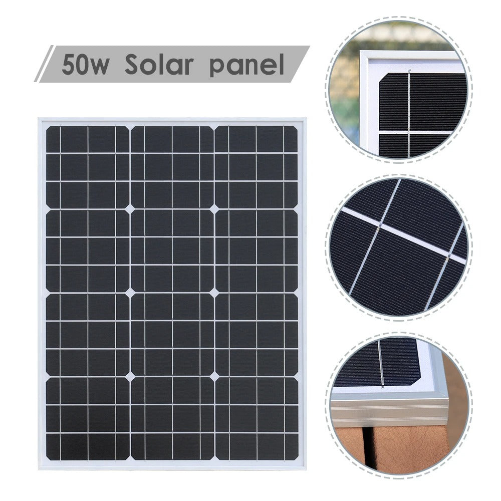 Wuzeck 50 Watt Solar Panel Rigid Glass Solar Module 50w 18v Cell Battery Charger Fast Home Outdoor Car Boat Camping 12v 24v 36v by 54 Energy - Renewable Energy Store