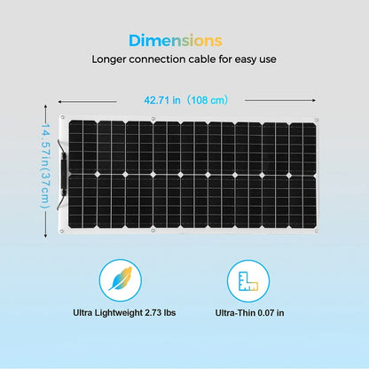 Wuzeck 50w Flexible Solar Panel Kit 12v 100w Pv Solar Module Kit 24v Solar Cell Home Outdoor Car Boat Battery Camping Solarpanel by 54 Energy - Renewable Energy Store