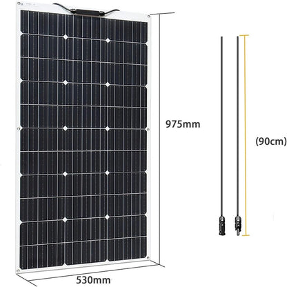Wuzeck Flexible Solar Panel 100w Mono Solar Cell 18v Photovoltaic Module 12v Solar Battery Off Grid Power For Rvs Boat Caravan by 54 Energy - Renewable Energy Store