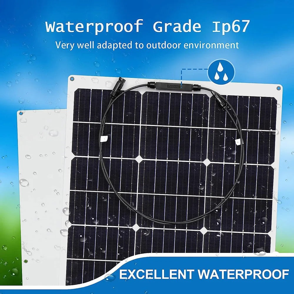 Wuzeck Flexible Solar Panel 12v/24v Starter Kit, 1-5pcs 100w Monocrystalline Solar Panel,off Grid Power For Rvs Boat Caravan by 54 Energy - Renewable Energy Store