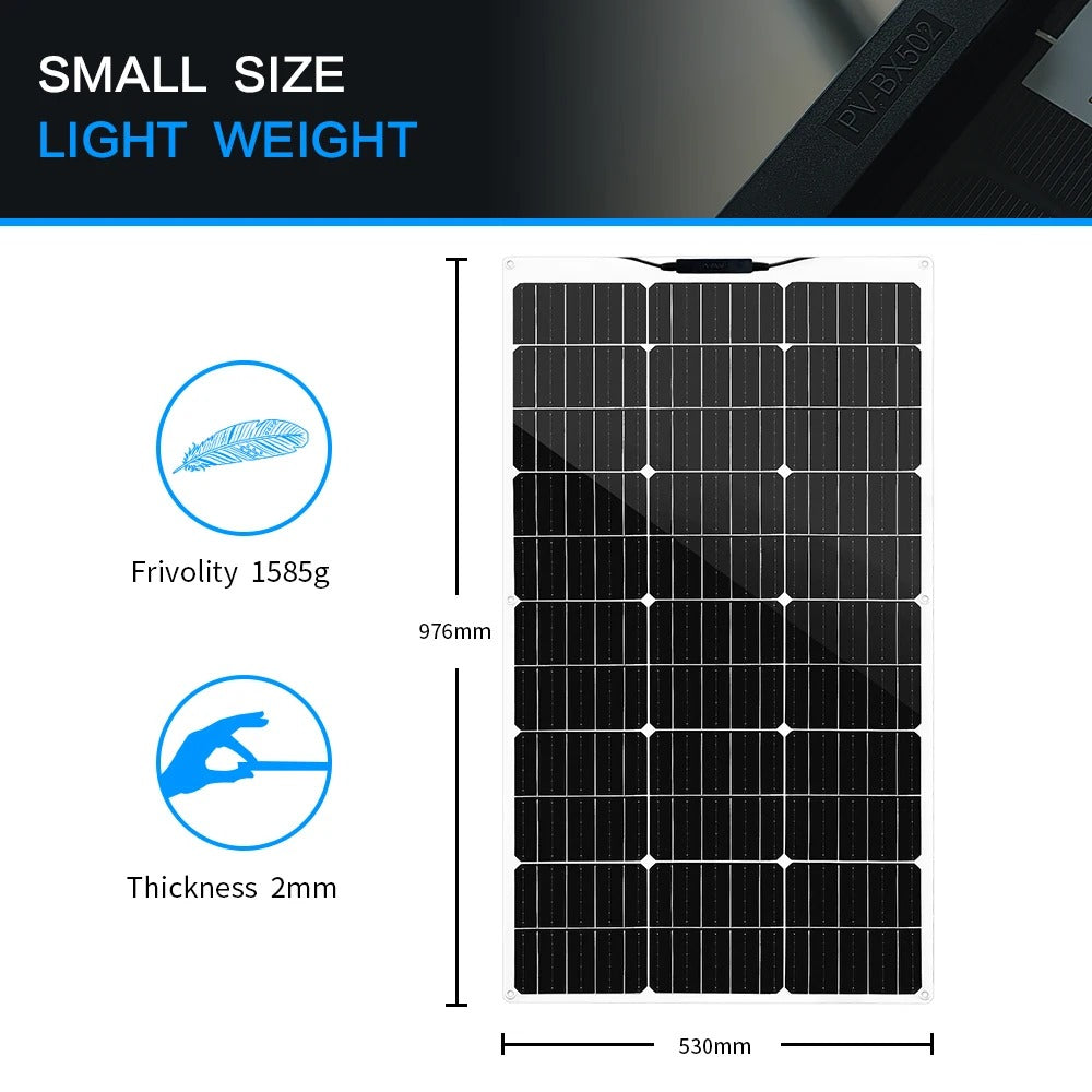 Wuzeck Flexible Solar Panel 500w 400w 300w 200w 100w Mono Solar Pate 18v Photovoltaic Module Off Grid Power For Rvs Boat Caravan by 54 Energy - Renewable Energy Store
