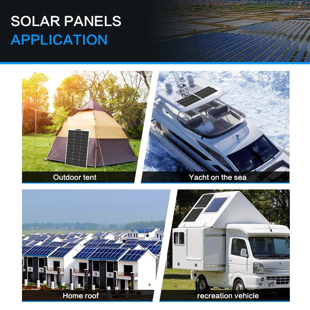 Wuzeck Flexible Solar Panel 500w 400w 300w 200w 100w Mono Solar Pate 18v Photovoltaic Module Off Grid Power For Rvs Boat Caravan by 54 Energy - Renewable Energy Store
