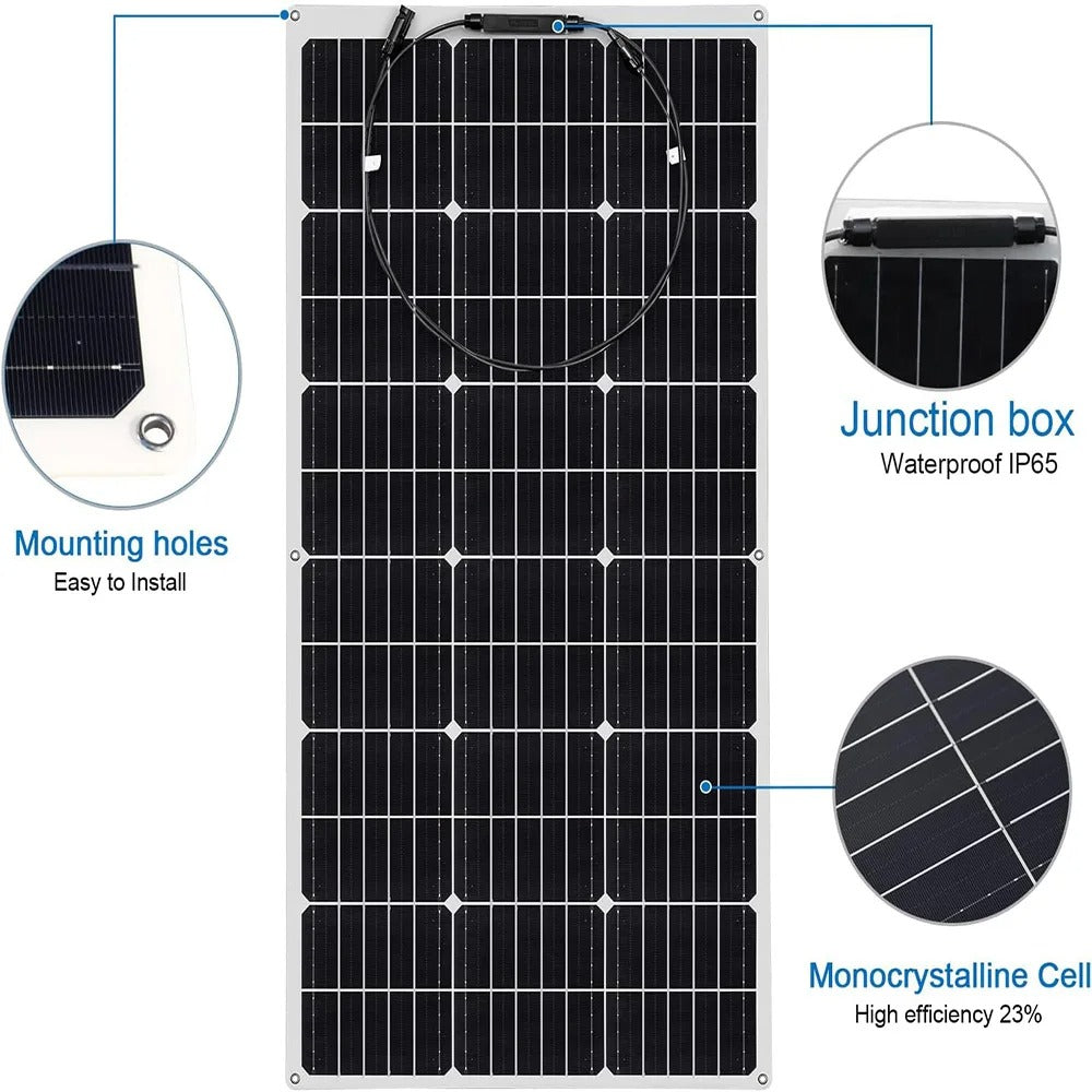 Wuzeck Flexible Solar Panels 1-10pcs 100w Mono Solar Panel Cells 200w 300w 400w - 1000w Power For 12v Battery Rvs Boat Home Car by 54 Energy - Renewable Energy Store