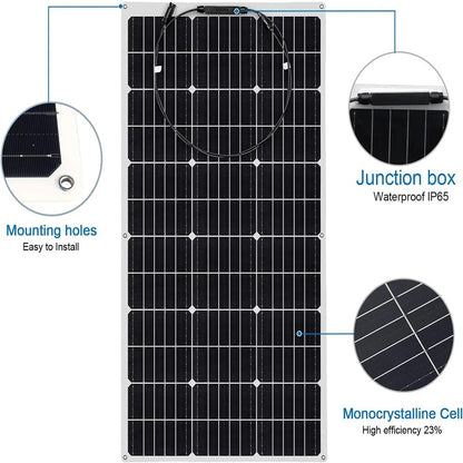 Wuzeck Flexible Solar Panels 1-10pcs 100w Mono Solar Panel Cells 200w 300w 400w - 1000w Power For 12v Battery Rvs Boat Home Car by 54 Energy - Renewable Energy Store