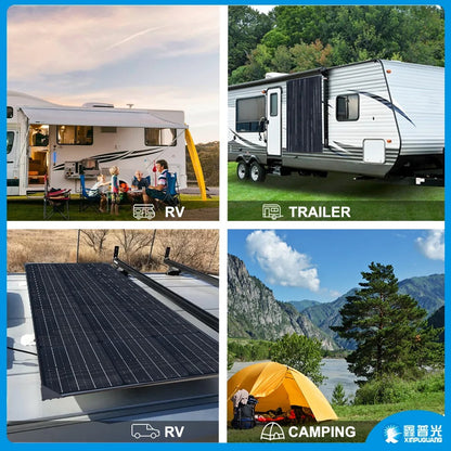 Wuzeck 100w Solar Panel 12v Lightweight Monocrystalline Solar Pate Portable Convenient Rv Camper Ship Tent Outdoor Home Disaster