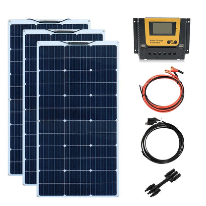 Wuzeck Flexible Solar Panel 12v/24v Starter Kit, 1-5pcs 100w Monocrystalline Solar Panel,off Grid Power For Rvs Boat Caravan