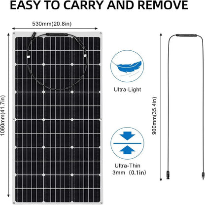 Wuzeck Flexible Solar Panel 500w 400w 300w 200w 100w Panel Solar Lightweight Power For Rvs Boat Caravan Home Camper Trailer