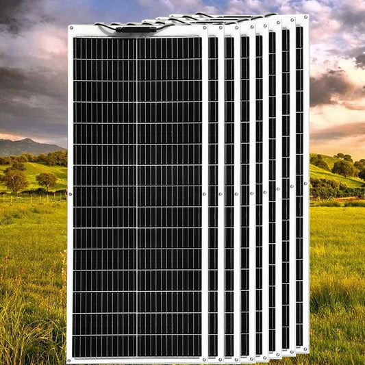 Wuzeck 100w - 1000w Flexible Solar Panel Cells 200w 300w 400w 500w 600w Portable Rv Camping Home Boat Marine Curve Surface Black