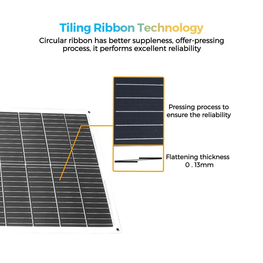 Wuzeck 100w - 1000w Flexible Solar Panel Cells 200w 300w 400w 500w 600w Portable Rv Camping Home Boat Marine Curve Surface Black