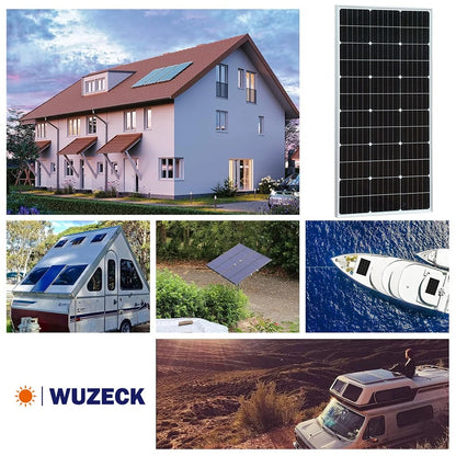 Wuzeck 100w Rigid Solar Panel China Monocrystalline Silicon Cell Waterproof Solar Power 100 W Charging 12v Camping / Home /rv