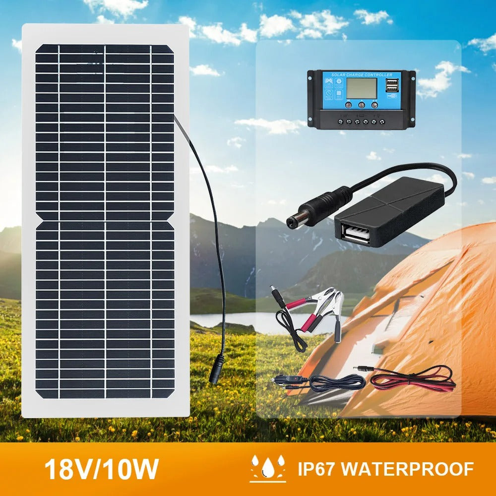 Wuzeck 10w Solar Panel 12v Solar Cell 10a Controller Solar Panel For Phone Rv Car Mp3 Pad Charger Outdoor Battery Supply Camping