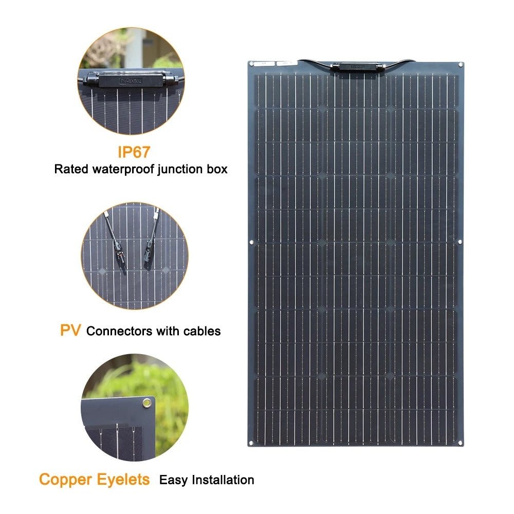 Wuzeck 200w Flexible Solar Panel Solar Cell 18v Photovoltaic Module 12v 24v Solar Kit Battery Off Grid Power For Home Boat Car