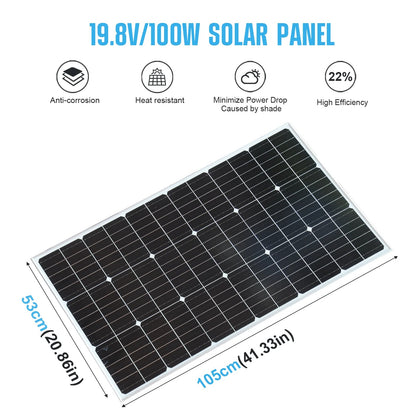 Wuzeck Glass Solar Panel 200w 100w 18v Pv Module Photovoltaic Cell Power Solar Panels For Car Boat Rvs Home 12v / 24v Battery