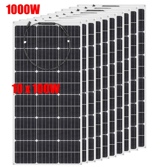 Wuzeck Flexible Solar Panels 1-10pcs 100w Mono Solar Panel Cells 200w 300w 400w - 1000w Power For 12v Battery Rvs Boat Home Car