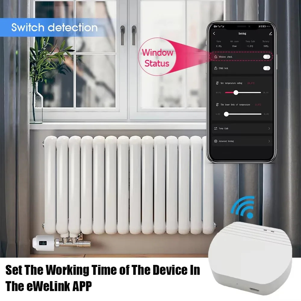eWeLink App Smart ZigBee Thermostat Radiator TRV Programmable Actuator Heating Remote Temperature Controller Alexa Google Home