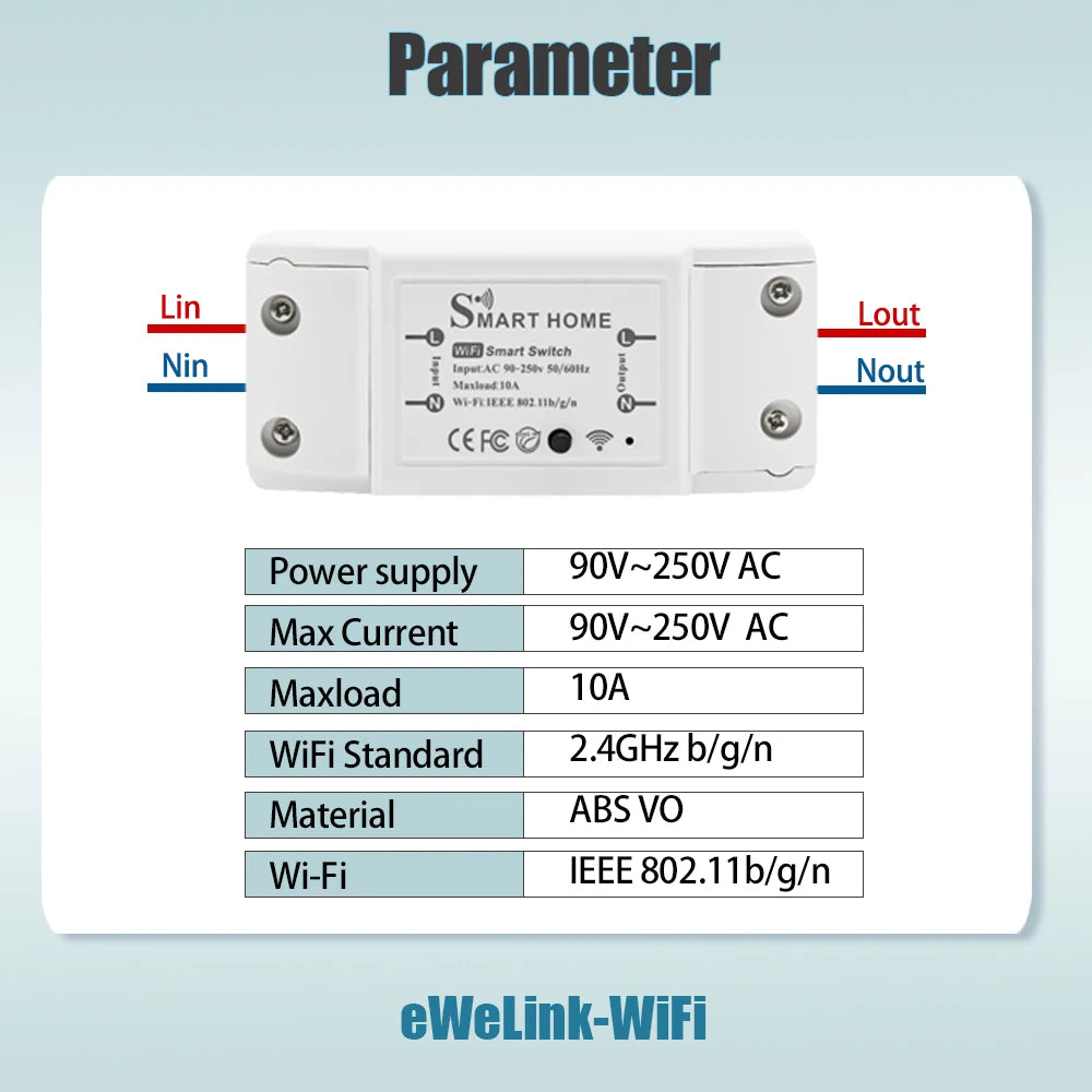 eWeLink Mine WiFi 10A Smart Switch Breaker Module Wireless Remote Switch Alexa Google Home by eWeLink APP Remote Voice Control by 54 Energy - Renewable Energy Store
