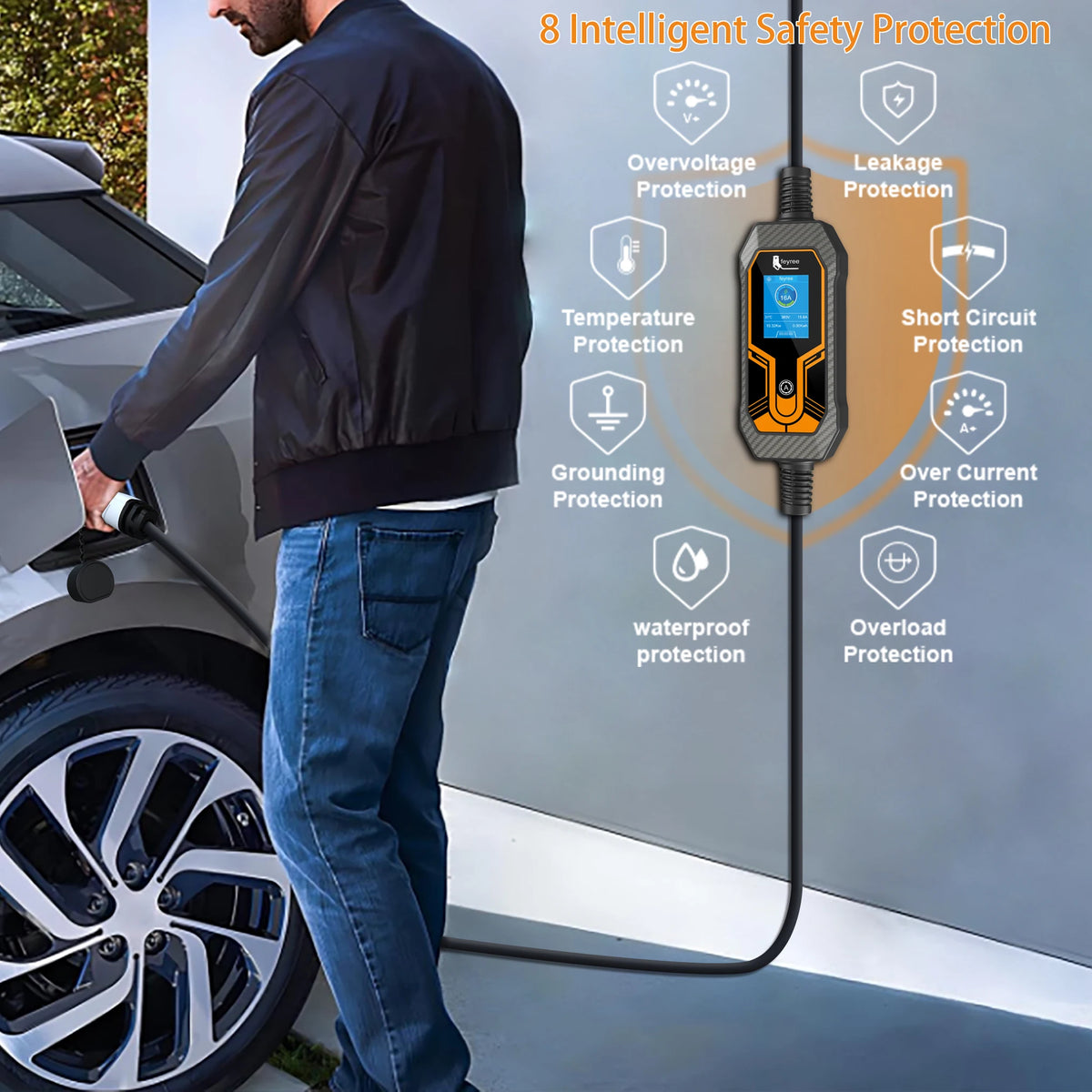 feyree 11KW 16A 3 Phase GB/T Cord EV Charger Adapter Portable Charging Box EVSE Car Charger with 5m Cable for Electric Vehicle by 54 Energy - Renewable Energy Store