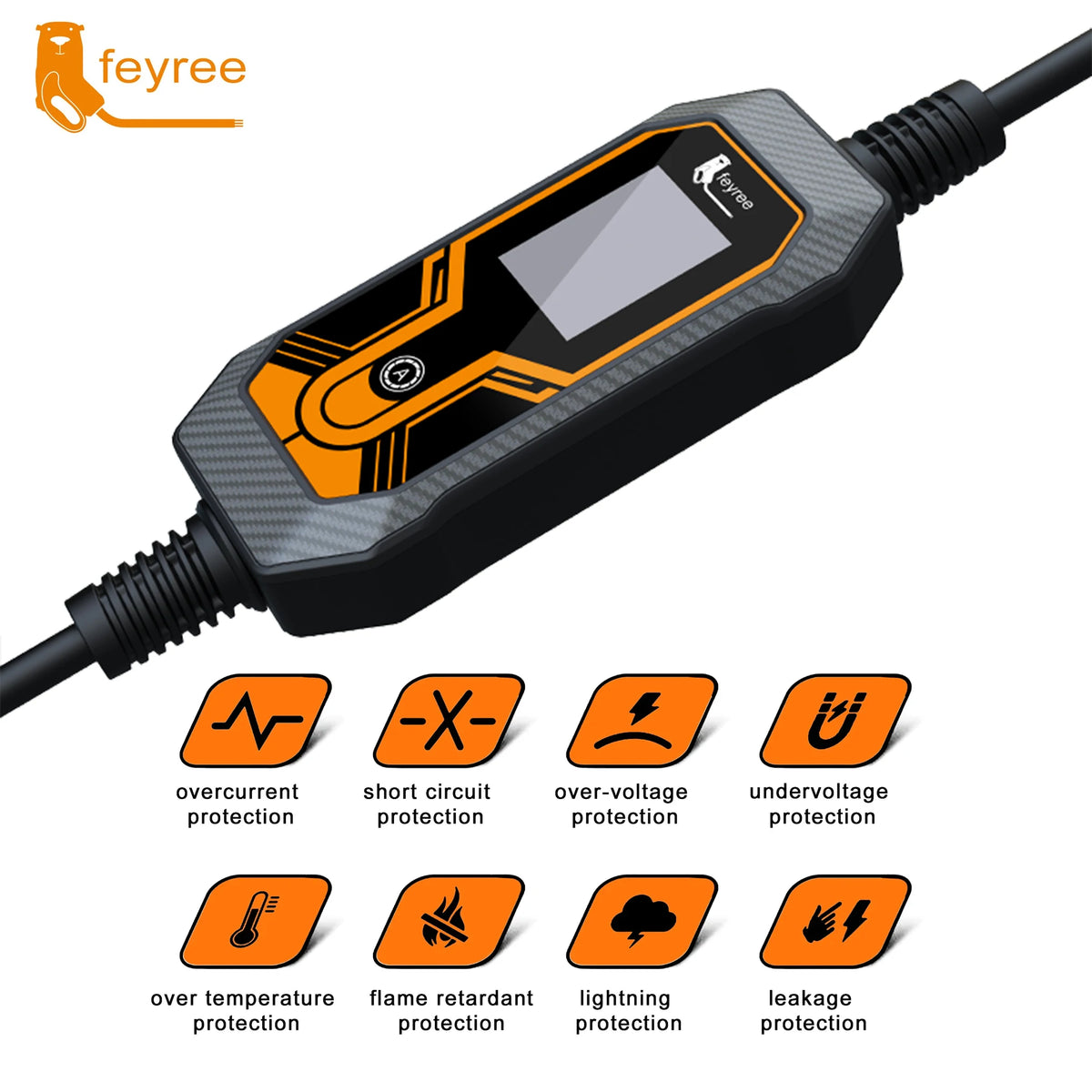 feyree 11KW Type2 Cable 16A 3Phase EV Portable Charger 32A 7KW EVSE Charging Box 5M Cable CEE Male Plug for Electric Car Charger by 54 Energy - Renewable Energy Store