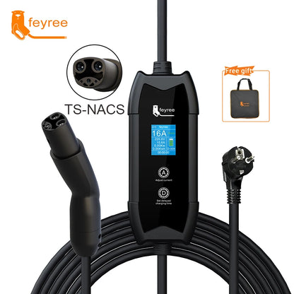 feyree 3.5KW TS-NACS Charger Plug EV Charger Portable 1.8" LCD Screen with Set Delay Schedule Charging Station for Tesla Cars by 54 Energy - Renewable Energy Store