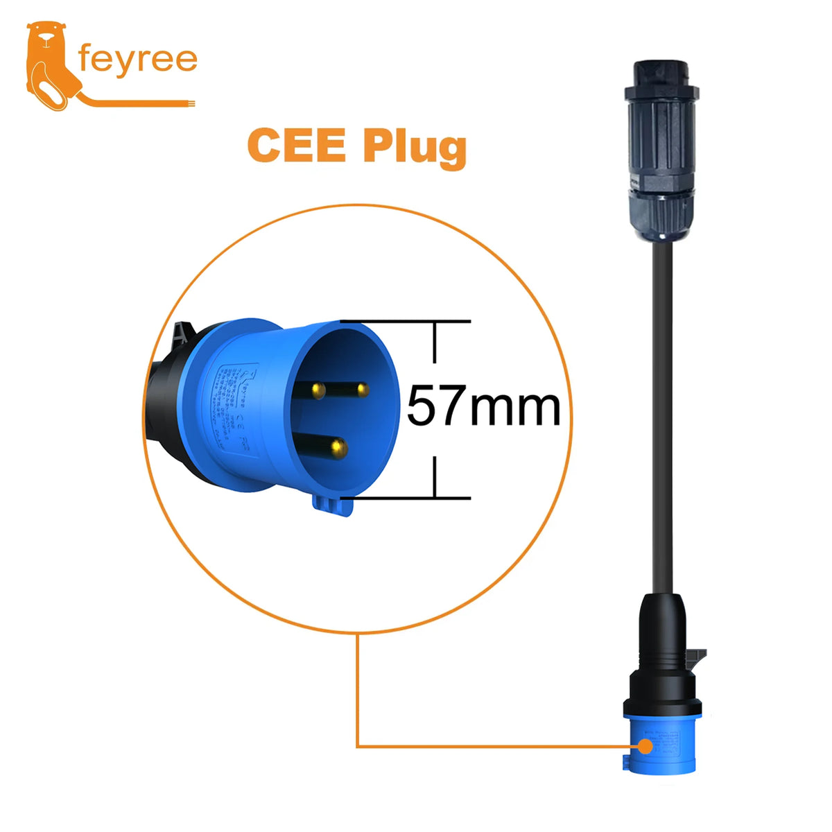 feyree 7kw Electric Vehicle Charging Adapter To EU AU Brazil Male Adapter EV Charger Connector Customized plug for Electric Car by 54 Energy - Renewable Energy Store