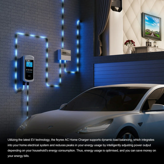 feyree Dynamic Load Blancing EV Charging Station 32A 7KW TS-NACS Charger Plug Car Charger EVSE Wallbox 9.6KW 12KW APP Control by 54 Energy - Renewable Energy Store