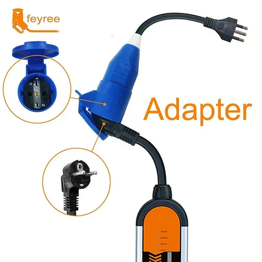feyree EV Charger Adapter for Type2 16A 3.5KW 1Phase Multiple Plug Connector with Power Supply Side EVSE for Electric CarCharger by 54 Energy - Renewable Energy Store