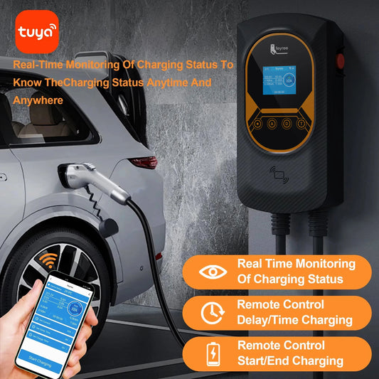 feyree EV Charger GB/T Socket EVSE Wallbox 32A 22KW 3Phase 16A 11KW Electric Vehicle APP Control Charging Station 7.6KW 5m Cable by 54 Energy - Renewable Energy Store
