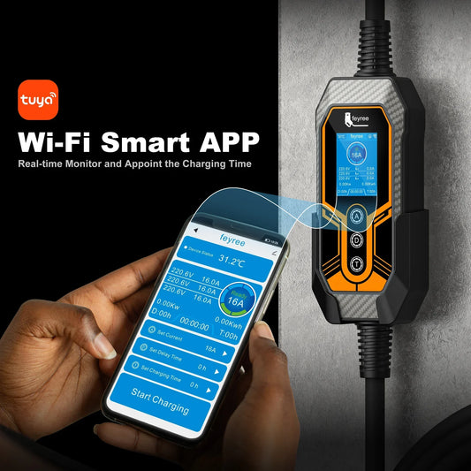 feyree EV Charger Portable Newly upgraded with wall holder GB/T 16A11KW 3 Phase Wifi APP control EVSE Charging Box with adapter by 54 Energy - Renewable Energy Store