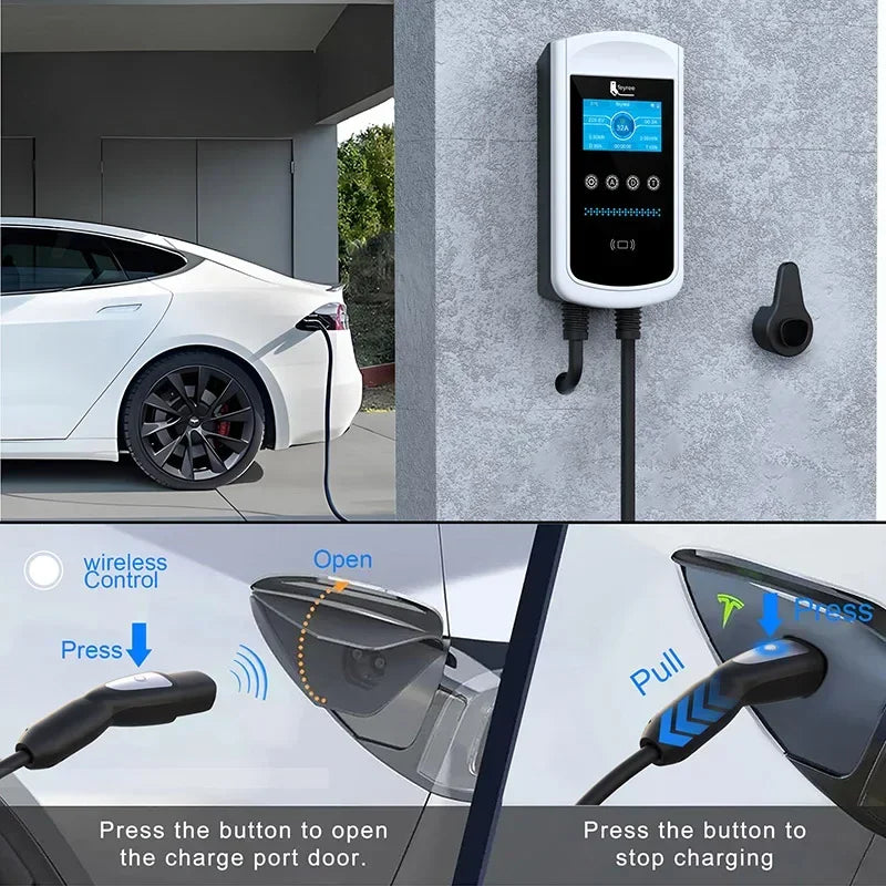 feyree EV Charging Station 32A 7KW TS-NACS Charger Plug for Tesla Car Charger EVSE Wallbox 9.6KW 12KW Fast Charging APP Control by 54 Energy - Renewable Energy Store