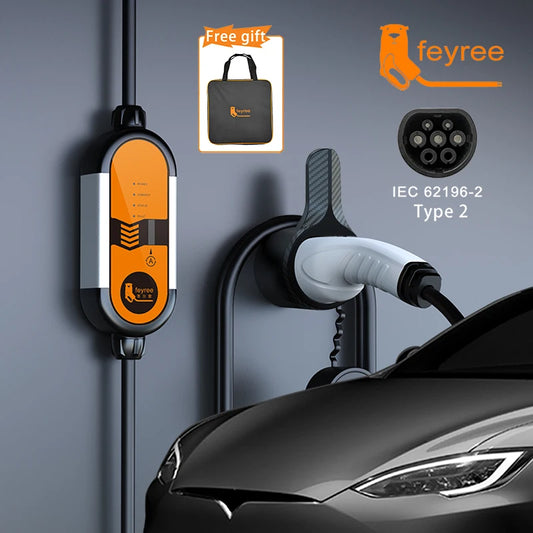 feyree EV Portable Charger Type2 5m Cable 3.5KW 16A IEC62196 Socket 1Phase Type1 j1772 Socket with Schuko Plug for Electric Car by 54 Energy - Renewable Energy Store