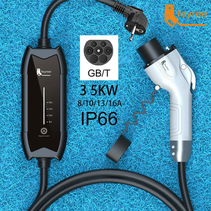feyree EV Portable Charger Type2 / GB/T Plug 16A Single Phase 3.5KW Type1 3.5m Wallbox Charging Station for Electric Vehicle by 54 Energy - Renewable Energy Store