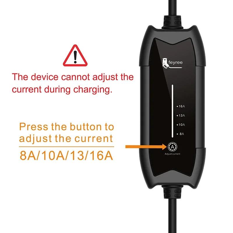 feyree EV Portable Charger Type2 / GB/T Plug 16A Single Phase 3.5KW Type1 3.5m Wallbox Charging Station for Electric Vehicle by 54 Energy - Renewable Energy Store