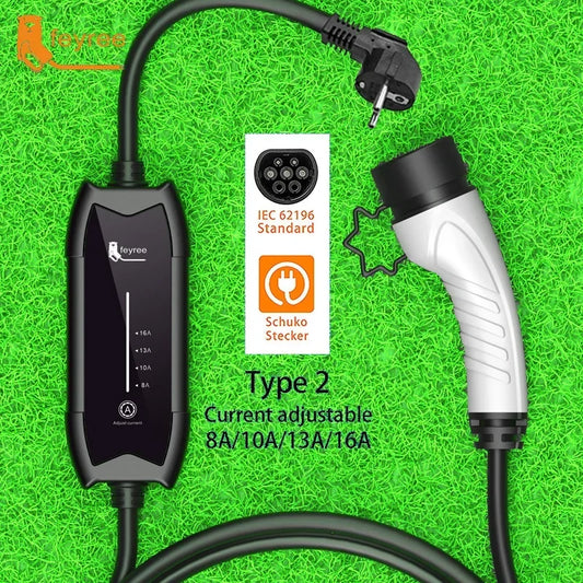 feyree EV Portable Charger Type2 / GB/T Plug Connector 16A 1Phase 3.5KW Type1 5m Wallbox Charging Station for Electric Vehicle by 54 Energy - Renewable Energy Store