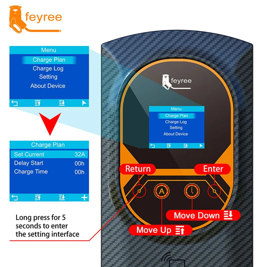feyree EVSE Wallbox 50A 12KW 1Phase EV Charger Type1 Cable J1772 Socket Wallmounted Charging Station for Electric Vehicle Car by 54 Energy - Renewable Energy Store