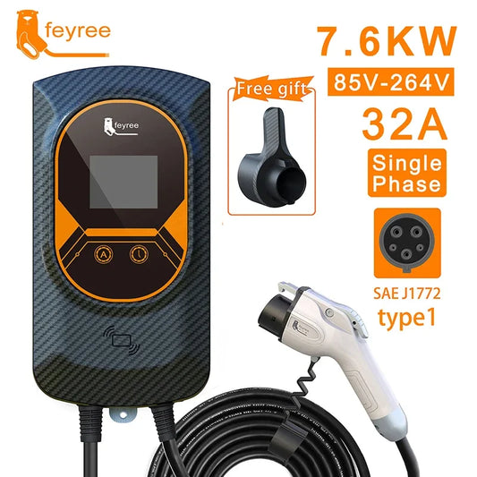 feyree EVSE Wallbox EV Charger Type1 50A 12KW Fast Charging 32A 7.6KW 40A 9.6KW Single Phase Charging Station for Electric Car by 54 Energy - Renewable Energy Store